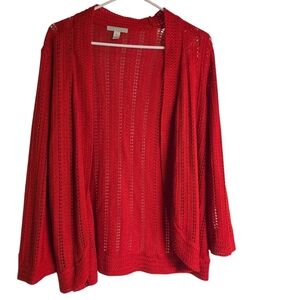 Dana Buchman Red Open-Knit Women's Sweater Size Large